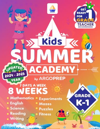 Stock image for Kids Summer Academy by ArgoPrep - Grades K-1: 12 Weeks of Math, Reading, Science, Logic, Fitness and Yoga | Online Access Included | Prevent Summer Learning Loss for sale by SecondSale