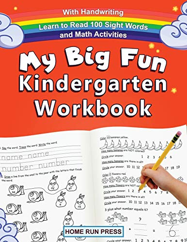 Stock image for My Big Fun Kindergarten Workbook with Handwriting Learn to Read 100 Sight Words and Math Activities: Pre K, 1st Grade, Homeschooling, Kindergarten Math, Handwriting Practice for sale by BooksRun