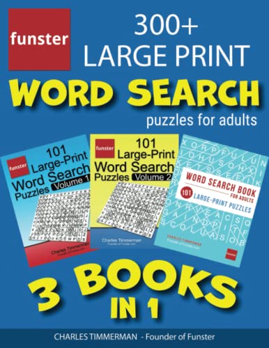 Stock image for Funster 300+ Large Print Word Search Puzzles for Adults - 3 Books in 1: Giant value pack of word search for adults large print, seniors welcome for sale by New Legacy Books