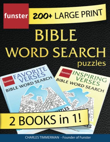 Beispielbild fr Funster 200+ Large Print Bible Word Search Puzzles - 2 Books in 1!: With a bible verse in every puzzle. zum Verkauf von SecondSale