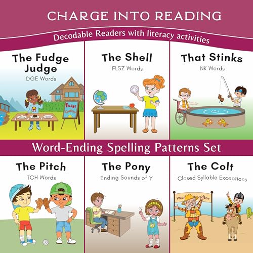 9781955947862: Charge into Reading Decodable Books (Stage 5): 6 Word-Ending Spelling Pattern Decodable Readers to Help First Grade Beginning Readers Learn to Read ... Syllable Exceptions, and Ending Sounds of Y)
