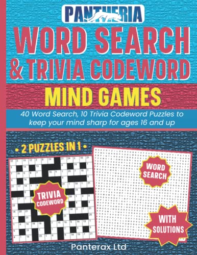 Imagen de archivo de Pantheria Word Search and Trivia Codeword Mind Games: 40 Word Search, 10 Trivia Codeword Puzzles to Keep Your Mind Sharp for Ages 16 and Up a la venta por GF Books, Inc.