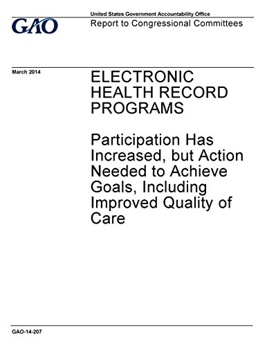 Stock image for Electronic Health Record Programs: Participation Has Increased, but Action Needed to Achieve Goals, Including Improved Quality of Care for sale by Revaluation Books