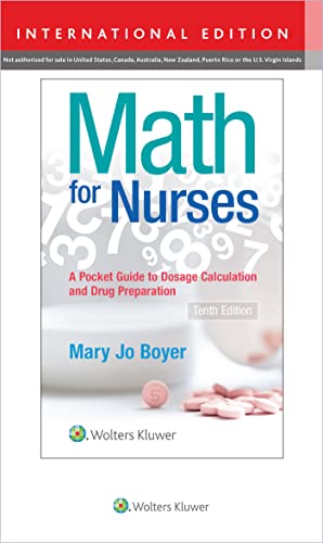 Beispielbild fr Math for Nurses, International Edition: A Pocket Guide to Dosage Calculations and Drug Preparation zum Verkauf von Chiron Media