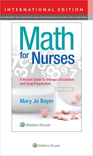 Imagen de archivo de Math for Nurses, International Edition: A Pocket Guide to Dosage Calculations and Drug Preparation a la venta por Chiron Media