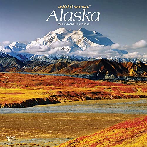 Alaska Wild & Scenic | 2023 12 x 24 Inch Monthly Square Wall Calendar | BrownTrout | USA United States of America Noncontiguous State Nature
