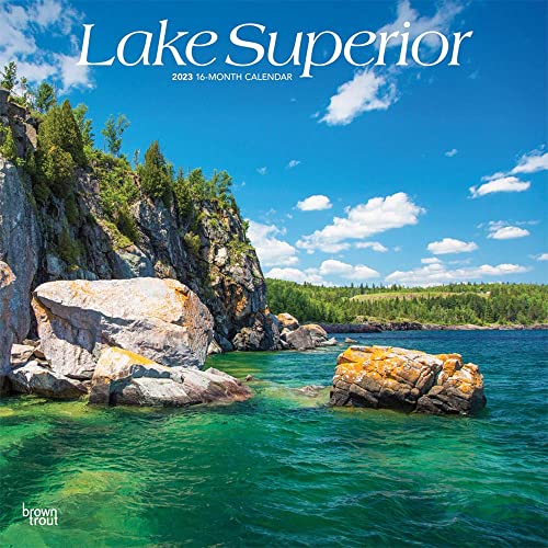 Lake Superior | 2023 12 x 24 Inch Monthly Square Wall Calendar | BrownTrout | USA United States of America Travel Scenic Great Lakes