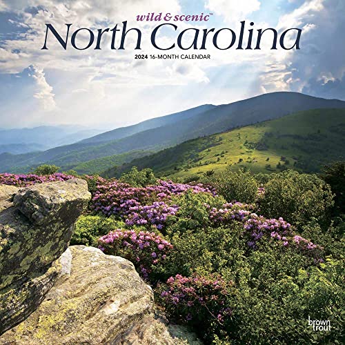 North Carolina Wild & Scenic | 2024 12 x 24 Inch Monthly Square Wall Calendar | BrownTrout | USA United States of America Southeast State Nature