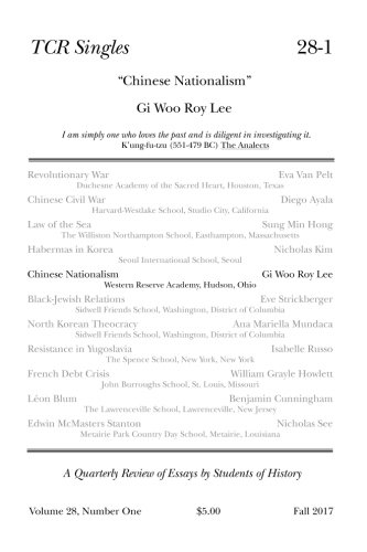 Beispielbild fr TCR Singles 28-1 Chinese Nationalism: Volume 28 zum Verkauf von Revaluation Books