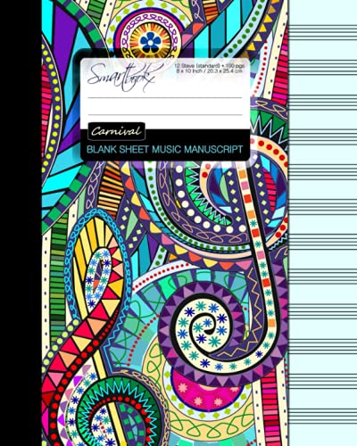 Beispielbild fr Blank Sheet Music: Manuscript or Staff Paper for Musicians (A large book bound notebook with 100 pages and 12 staves per page from our Carnival range) (Music Manuscript Paper) zum Verkauf von Revaluation Books