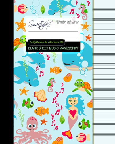 Beispielbild fr Blank Sheet Music: Manuscript or Staff Paper for Musicians (A large book bound notebook with 100 pages and 12 staves per page from our Dolphins & Mermaids range) (Music Manuscript Paper) zum Verkauf von Revaluation Books