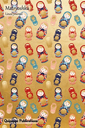 9781981945061: Matryoshka Lined Journal: Medium College Ruled Notebook With Pattern on Gold Cover