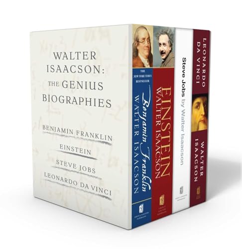 Stock image for Walter Isaacson: The Genius Biographies: Benjamin Franklin Einstein Steve Jobs and Leonardo da Vinci for sale by Goldbridge Trading