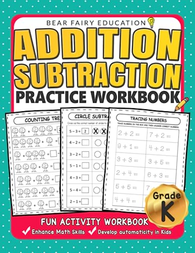 9781983827174: Addition Subtraction Practice Workbook .: Kindergarten books, Activity Workbook for Kids, Kindergarten Math Skills