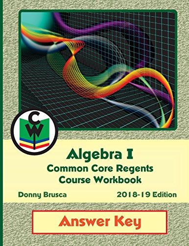 9781985247710: Answer Key: Algebra I Common Core Regents Course Workbook, 2018-19