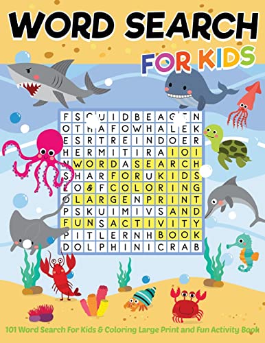 9781987667127: 101 Word Search For Kids & Coloring Large Print and Fun Activity Book: Entertainment hour to play puzzles and improve intelligence of the brain.