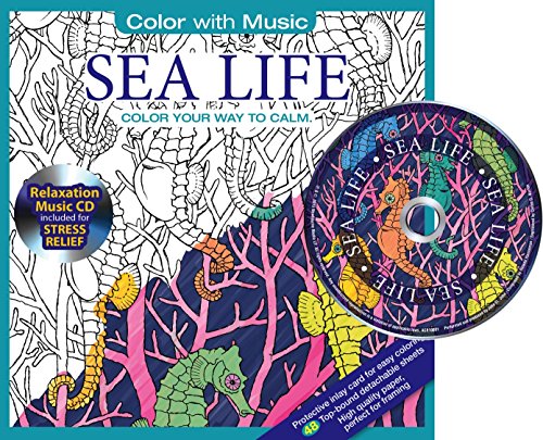 Imagen de archivo de Sea & Ocean Life Adult Coloring Book With Bonus Relaxation Music CD Included: Color With Music a la venta por Jenson Books Inc