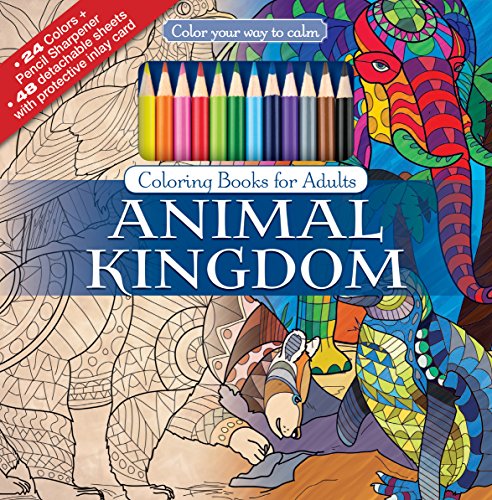 Stock image for Animal Kingdom Adult Coloring Book Set With 24 Colored Pencils And Pencil Sharpener Included: Color Your Way To Calm for sale by Books of the Smoky Mountains