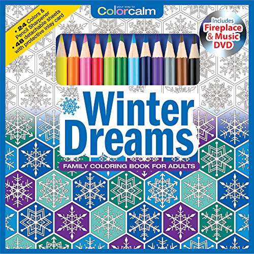 Stock image for Winter Dreams Christmas Adult Coloring Book Set With 24 Colored Pencils, Pencil Sharpener And Fireplace And Music DVD Included: Color Your Way To Calm for sale by Ebooksweb