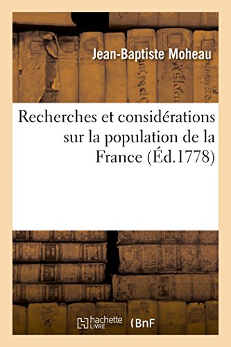 9782011343826: Recherches Et Considrations Sur La Population de la France (Histoire) (French Edition)