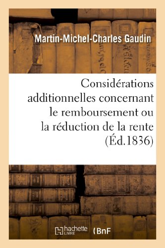 Beispielbild fr Considrations Additionnelles Concernant Le Remboursement Ou La Rduction de la Rente (Sciences Sociales) (French Edition) zum Verkauf von Lucky's Textbooks