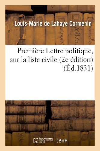 9782012984059: Premire Lettre politique, sur la liste civile (2e dition) (Sciences Sociales)