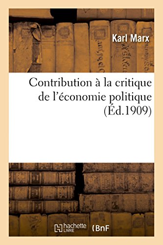 9782013467704: Contribution  la critique de l'conomie politique