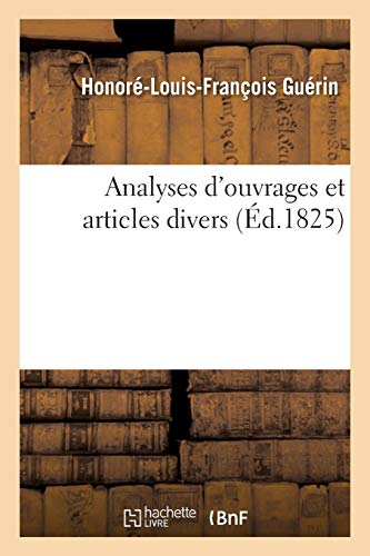 Stock image for Analyses d'ouvrages et articles divers Sciences for sale by PBShop.store US