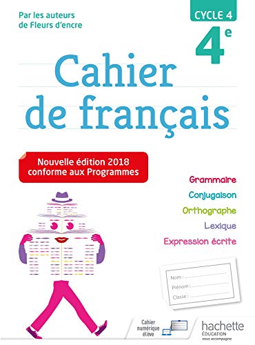 Imagen de archivo de Cahier de franais cycle 4 / 4e - Ed. 2018 a la venta por Ammareal