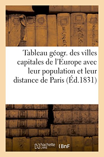 9782016140291: Tableau gogr. des villes capitales de l'Europe avec leur population et leur distance de Paris