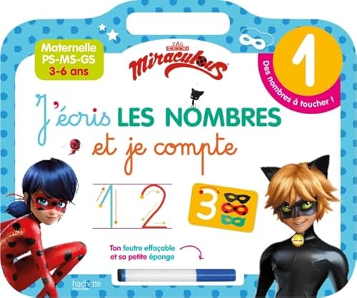 9782017082996: Miraculous - Ardoise J'cris les nombres et je compte (3-6 ans)