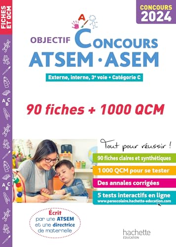 Stock image for Atsem, Asem : 90 Fiches + 1.000 Qcm : Externe, Interne, 3e Voie, Catgorie C, Concours 2024 for sale by RECYCLIVRE