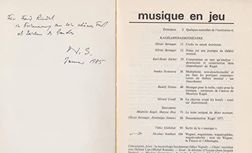 Beispielbild fr Musique En Jeu N27 Kagel Opradiothtre zum Verkauf von Isaiah Thomas Books & Prints, Inc.
