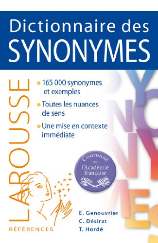 Beispielbild fr Dictionnaire des synonymes Larousse (R f rences) (French Edition) zum Verkauf von HPB-Diamond