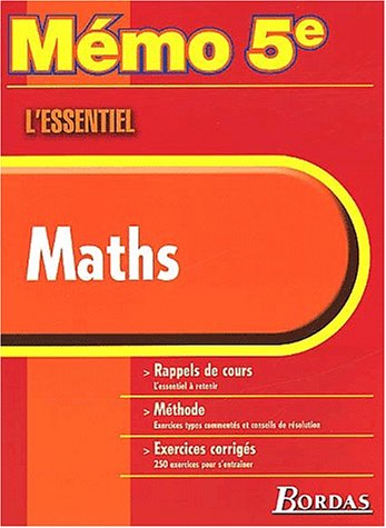 Beispielbild fr MEMO ESSENTIEL MATHS 5E (Ancienne Edition) zum Verkauf von Ammareal