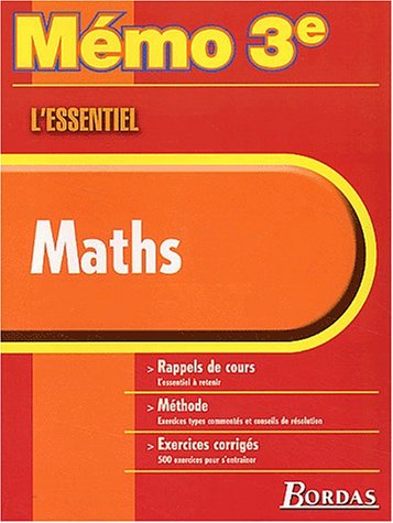 Beispielbild fr MEMO ESSENTIEL MATHS 3E (Ancienne Edition) zum Verkauf von Ammareal