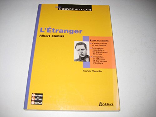 Stock image for 6 - U.L.B. ETUDE L' ETRANGER (Ancienne Edition) for sale by Ammareal