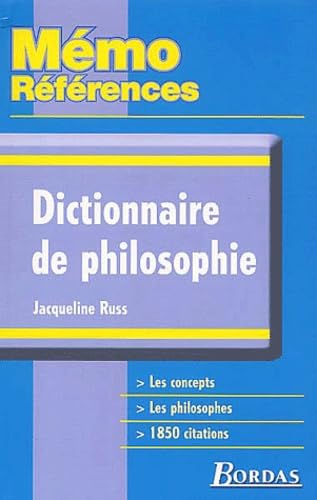 Imagen de archivo de MEMO REFER. DICT.DE PHILOSOPHIE (Ancienne Edition) a la venta por medimops