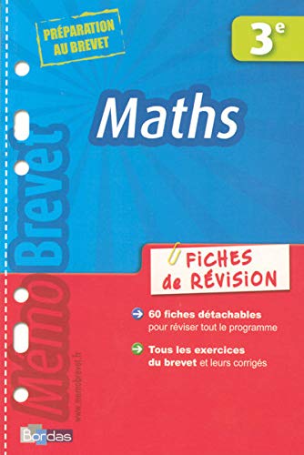 Imagen de archivo de Memobrevet Fiches Revision Maths 3e (ancienne Edition) a la venta por RECYCLIVRE