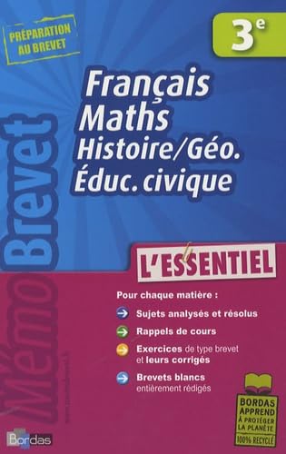 Stock image for MEMOBREVET ESSENTIEL FR/MATH/HIS-GEO 3E (Ancienne Edition) for sale by Ammareal