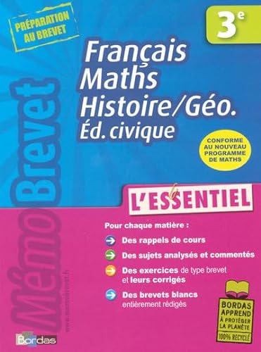 Imagen de archivo de Franais, Maths, Histoire/Go, Education civique 3e : L'essentiel a la venta por Ammareal