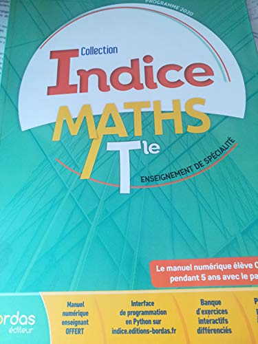 Imagen de archivo de Indice Mathmatiques spcialit Tle voie gnrale 2020 - Manuel de l'lve a la venta por Gallix