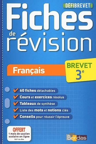 Beispielbild fr Franais, Brevet, 3e : Fiches De Rvision zum Verkauf von RECYCLIVRE