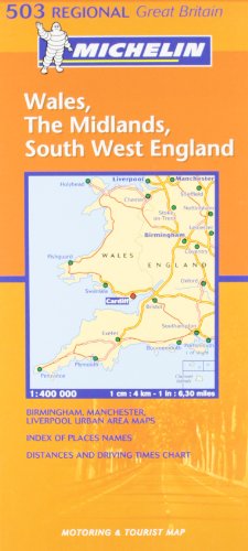 Imagen de archivo de Wales, West Country, Midlands: No.503 (Michelin Regional Maps) a la venta por WorldofBooks