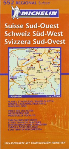 Imagen de archivo de Michelin Map 552 Regional. Suisse Sud-Quest, Schweiz Sud-West, Svizzera Sud-Ovest: No.552 a la venta por WorldofBooks