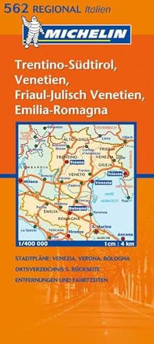 Trentino-Südtirol/Veneto: Mit Ortsverzeichnis, Entfernungen und Fahrzeiten. Stadtpläne: Venezia, Verona, Bologna (Michelin Regionalkarte)