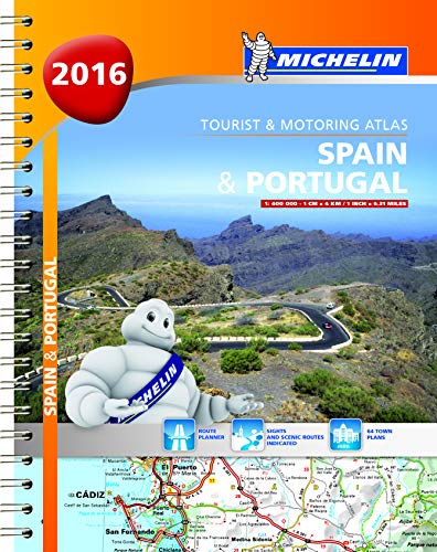 9782067209527: Spanien Portugal 2016 Atlas Michelin A4 : 1:400000: Michelin Motoring Atlas Spain & Portugal 2016 (A4) Spiralbound