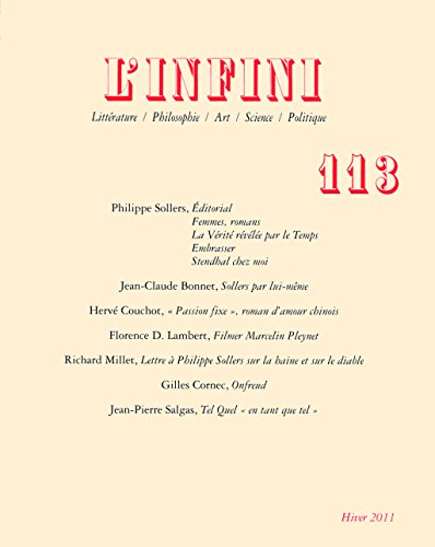 9782070132539: L'infini, N 113, Hiver 2011 : Femmes, romans