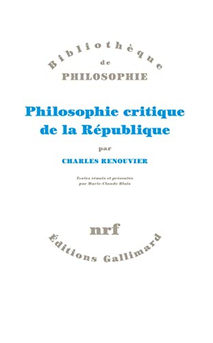 Imagen de archivo de Philosophie critique de la Rpublique a la venta por medimops