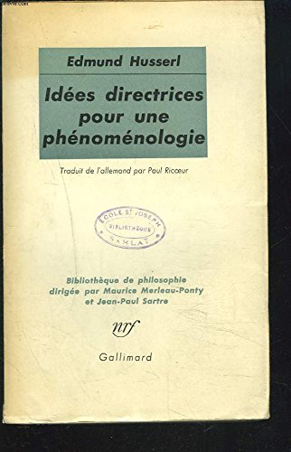 Beispielbild fr IDEES DIRECTRICES POUR UNE PHENOMENOLOGIE (BIBLIOTHEQUE DE PHILOSOPHIE) zum Verkauf von Books Unplugged